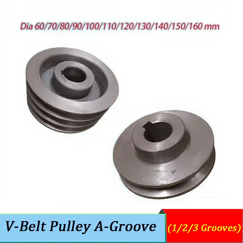 Cast Iron V-Belt Pulley A-Groove 1/2/3 Grooves OD 60-160mm Hub 32/34/52mm for Electric Motors & Tools Accessories