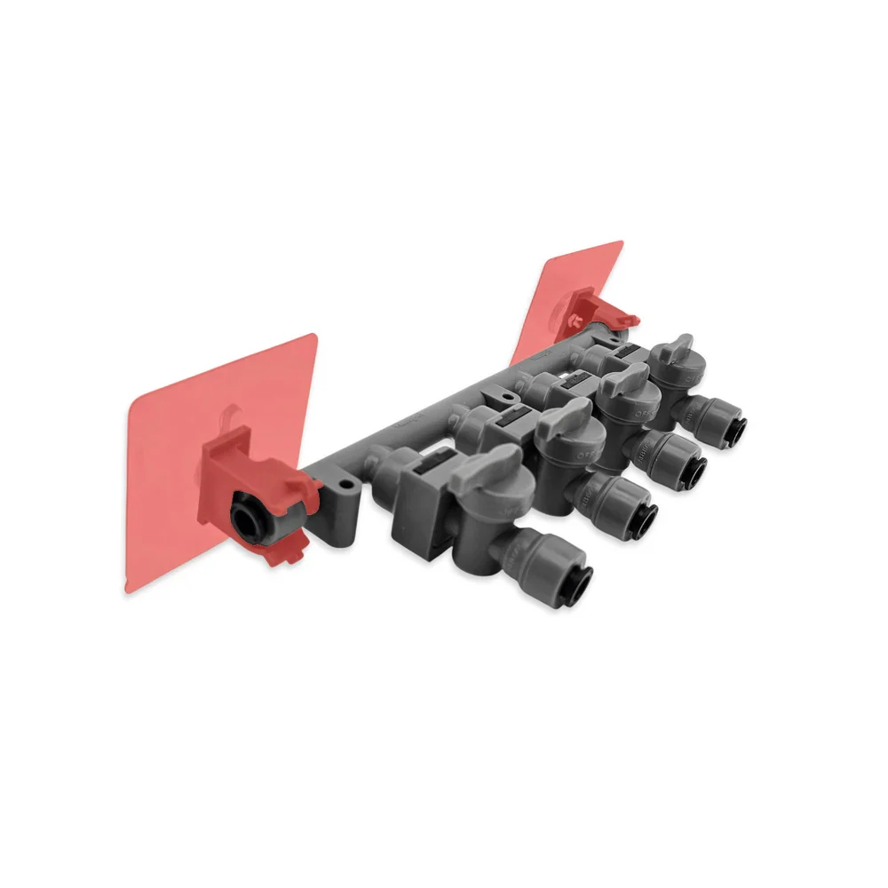 KegLand 8mm Double Fastening X 2/4/6 Manifold with Check & Isolation Valves Joint Kits with 2pcs 8mm Adhesive Wall Clamps