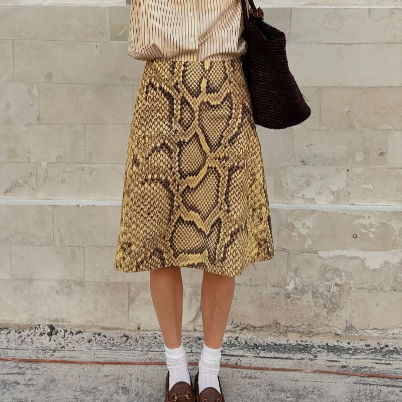 

Tsiisd Y2k Snakeskin Print Skirt Women High Waist Mini Bodycon Slim 2026 New Vintage Contrast Streetwear Casual Party Club Skirt