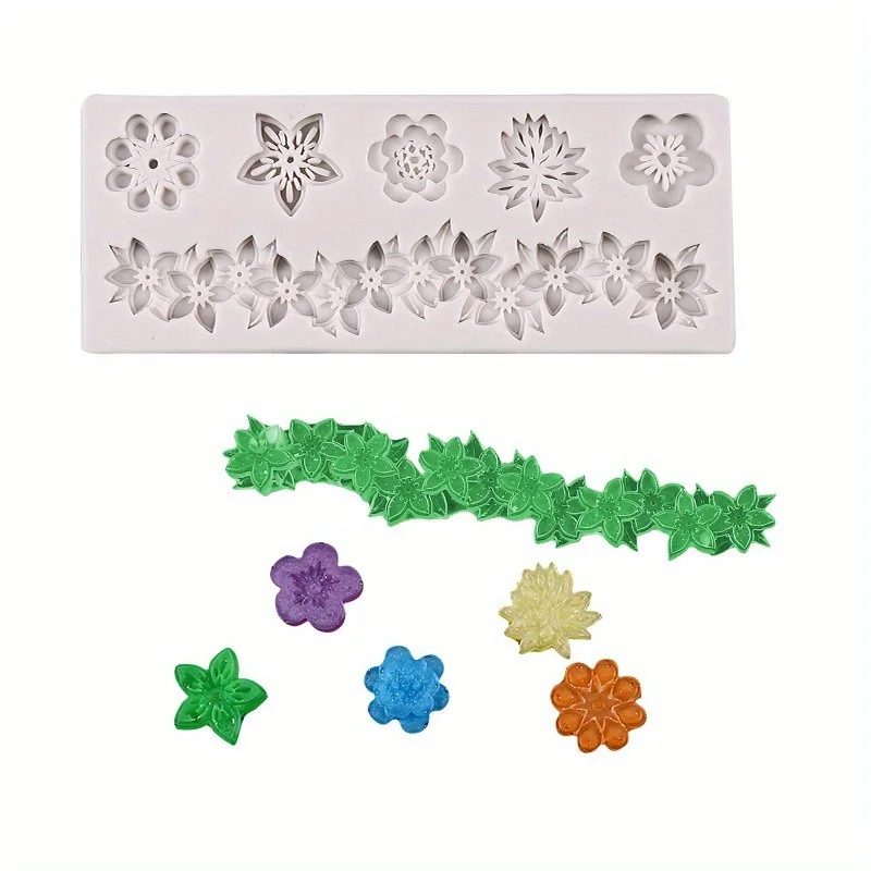 1pc Flower-shaped Fondant Silicone Mold Multi-petal Flower Bushes Fondant Silicone Molds Decorate Cake Baking Tools view 5
