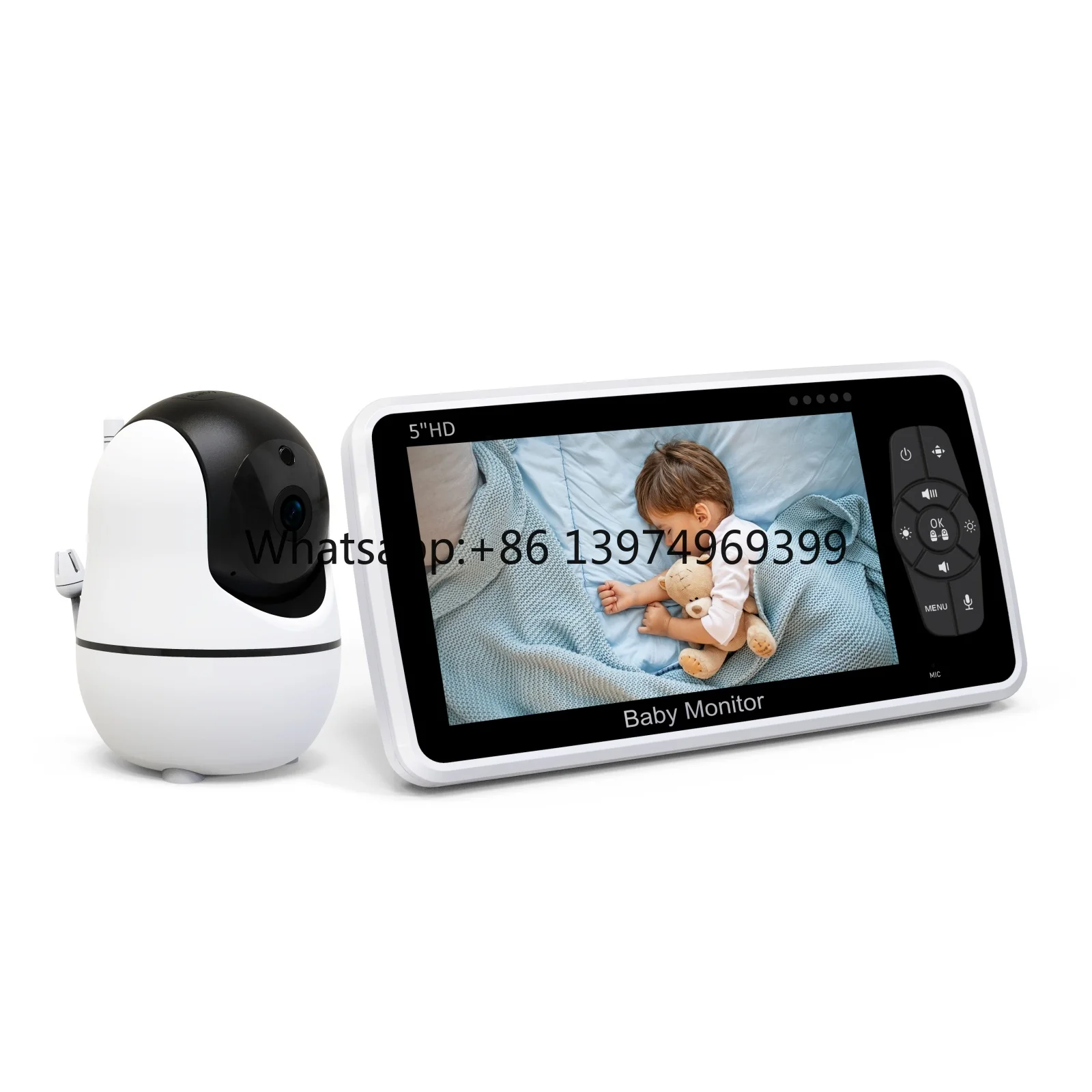 Smartree SM50 5.0 Inch 720p/1080p Two-way Audio Pan-Tilt Baby Monitor with 4000mAh Battery Night Vision & Crying Detection