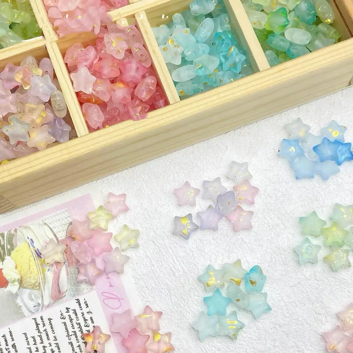 30pcs/lot Cute Mini Colorful Star Flat Back Nail Art Rhinestone DIY Manicure Decoration Stone