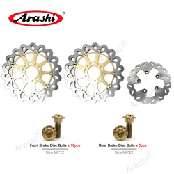 Arashi CNC Front Rear Brake Disc Rotors Disk Bolts For SUZUKI HAYABUSA GSXR1300 GSX R 1300 1999 2000 2001 2002 2003 2004-2007