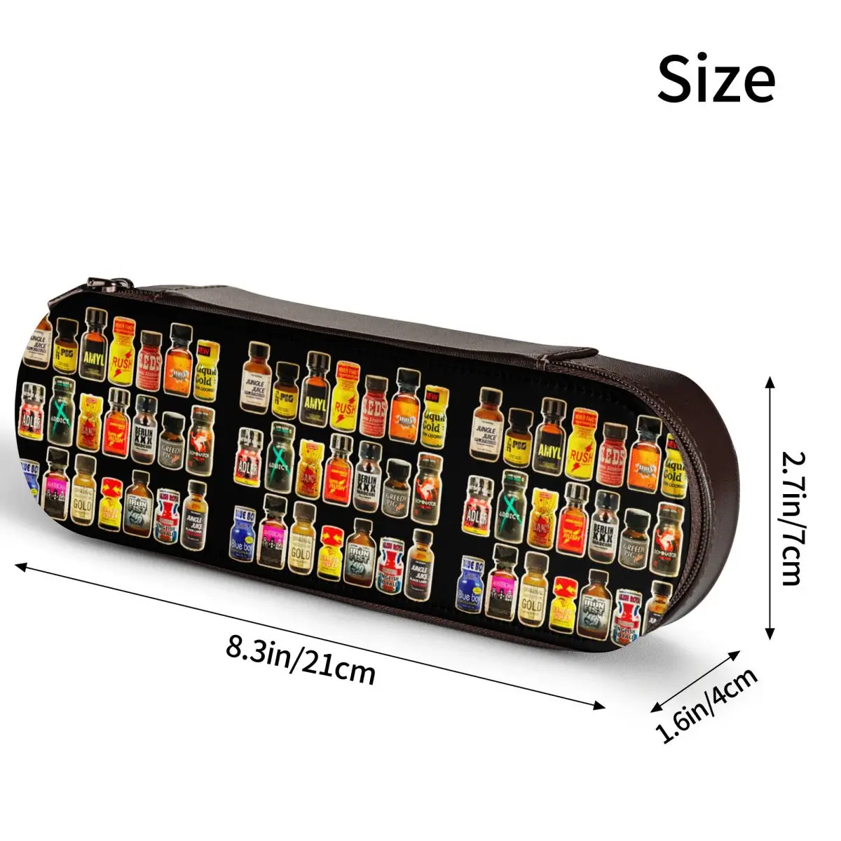 Poppers Bottles Vintage Gay Rush Jungle Juice Amyl Inhaler Leather Pencil Cases Pencil Pouch Storage Stationery Supplies Pen Box view 3