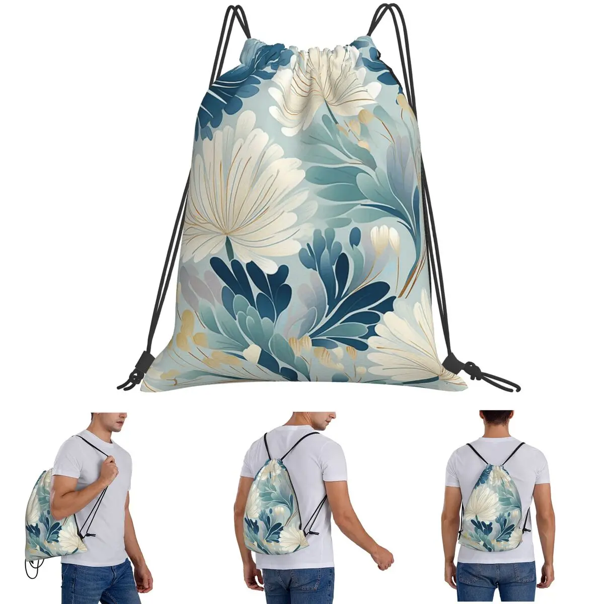 Serene Harmony A Delicate Sky Backpacks Fashion Drawstring Bags Sports Bag Book Bags for Travel School