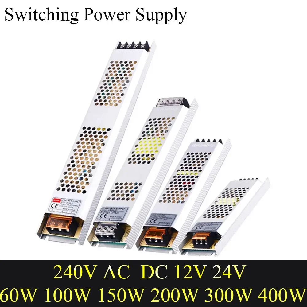 12V 24V Power Supply Transformers 220V AC DC Converter Switching Power Supply 60W 150W 200W 300W 400W SMPS Led Driver Ultra Thin