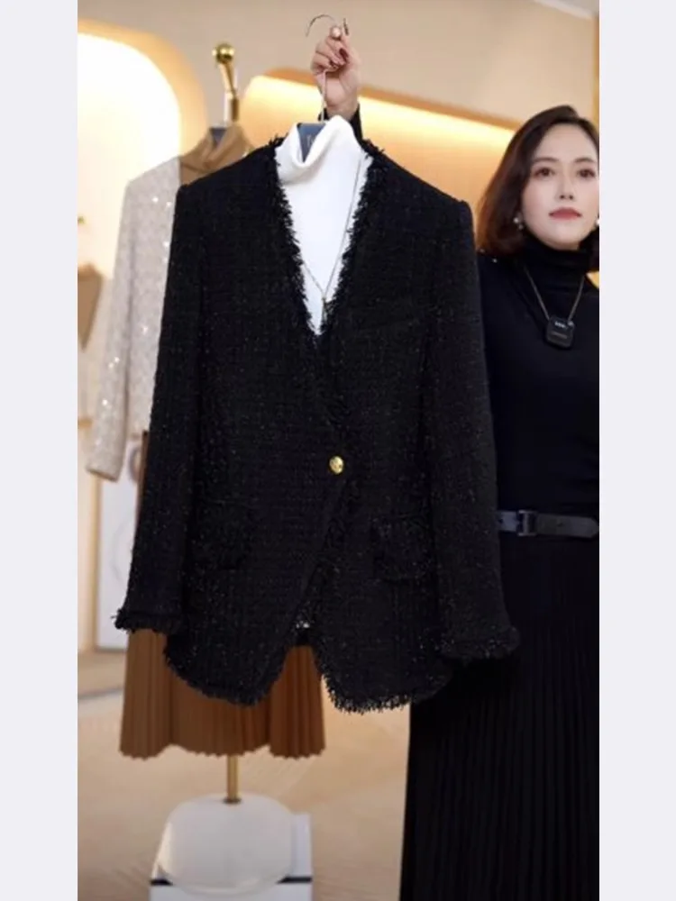 Ele Bla V-Ne Small Fraance Sle Jaet Damski Garnitur Formalny na Wczesną Jesień 2025 Nowy Elegancki Top Europejski Wysokiej Klasy...