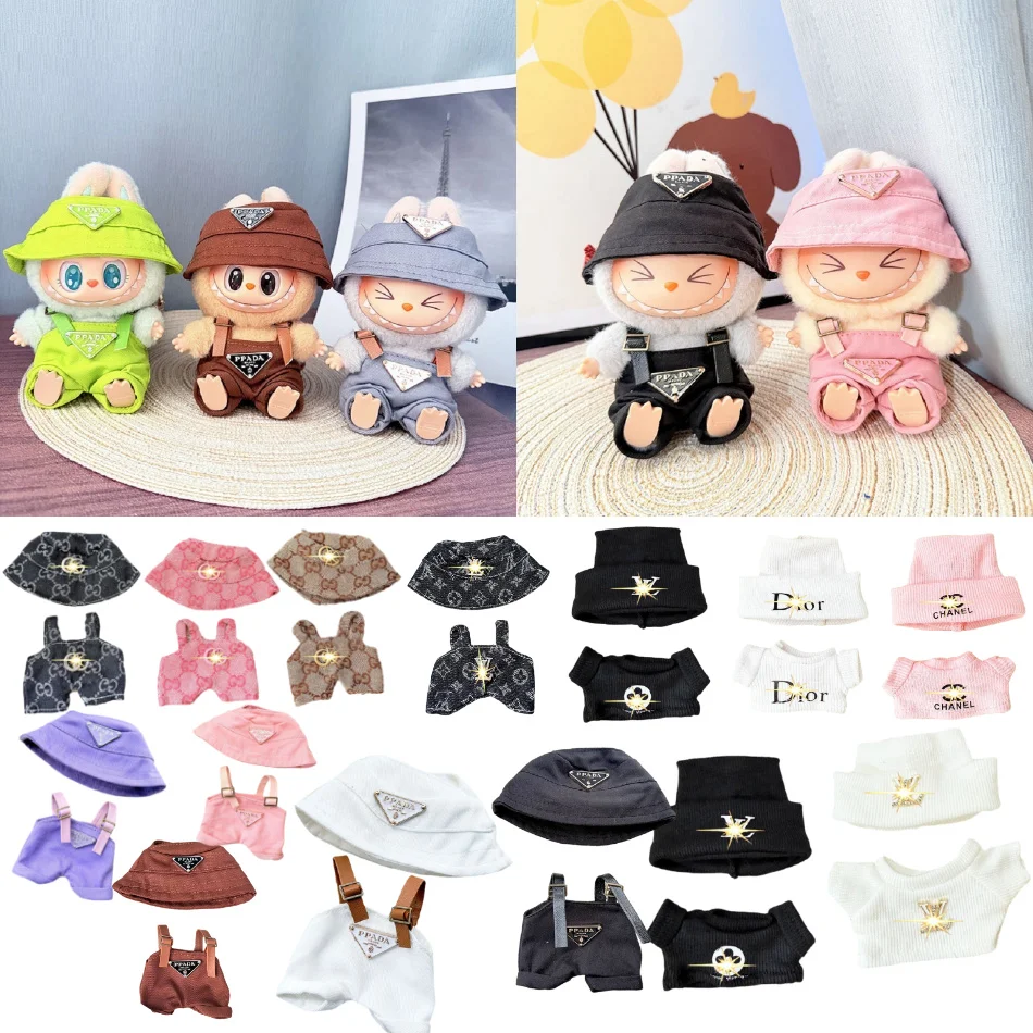 

For 17cm Labubu Doll Clothes Labubu blind box Macaron overalls Set Color Match Dolls Accessories