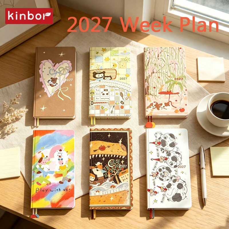 Kinbor 2027 Weekly Planner Notebook,52g Bawen Paper Weeks Hand Ledger,To Do List Self-Discipline Check-in Efficiency Manual Gift