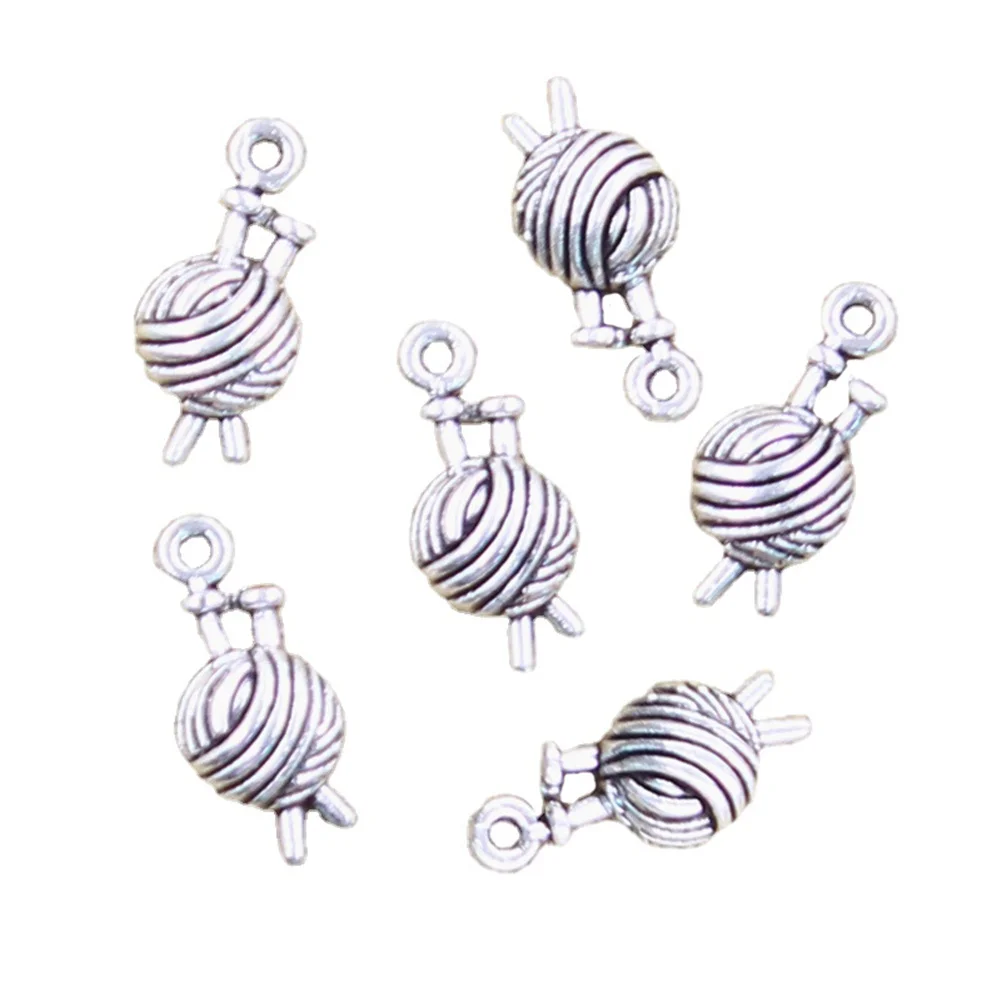 30pcs Charms Yarn Ball Knit Crochet 16x7x3mm Antique Silver Color Pendants Making DIY Handmade Tibetan Finding Jewelry