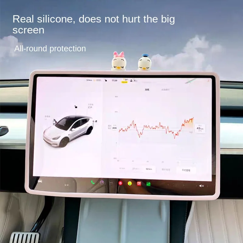 For Tesla Model 3 Y 2020-2023 Silicone Screen Frame Display Edge Protector Central Control Protective Cover Car Accessores