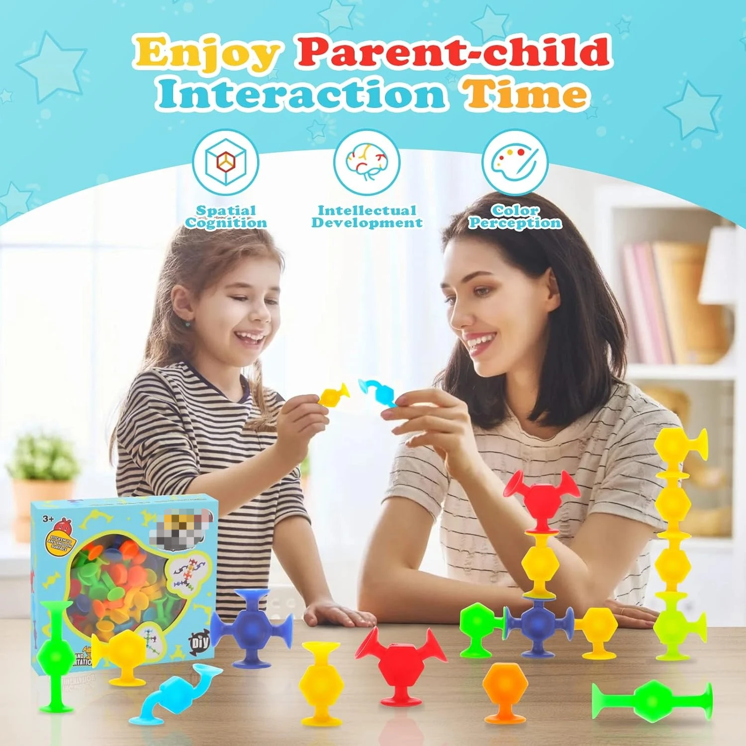 24 pçs otários montados brinquedos engraçado bloco de silicone modelo brinquedo de construção otário ventosa bloco de construção educacional crianças brinquedo