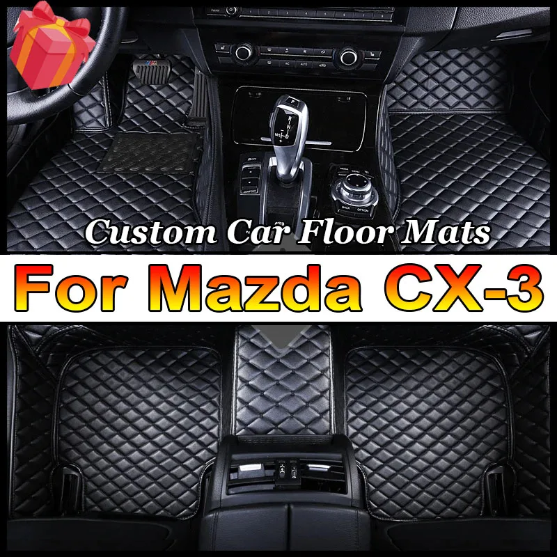 Car Floor Mats For Mazda CX-3 CX3 DK 2016~2022 Leather Luxury Mat Protective Rug Carpet Set Auto Interior Parts Car Accessories