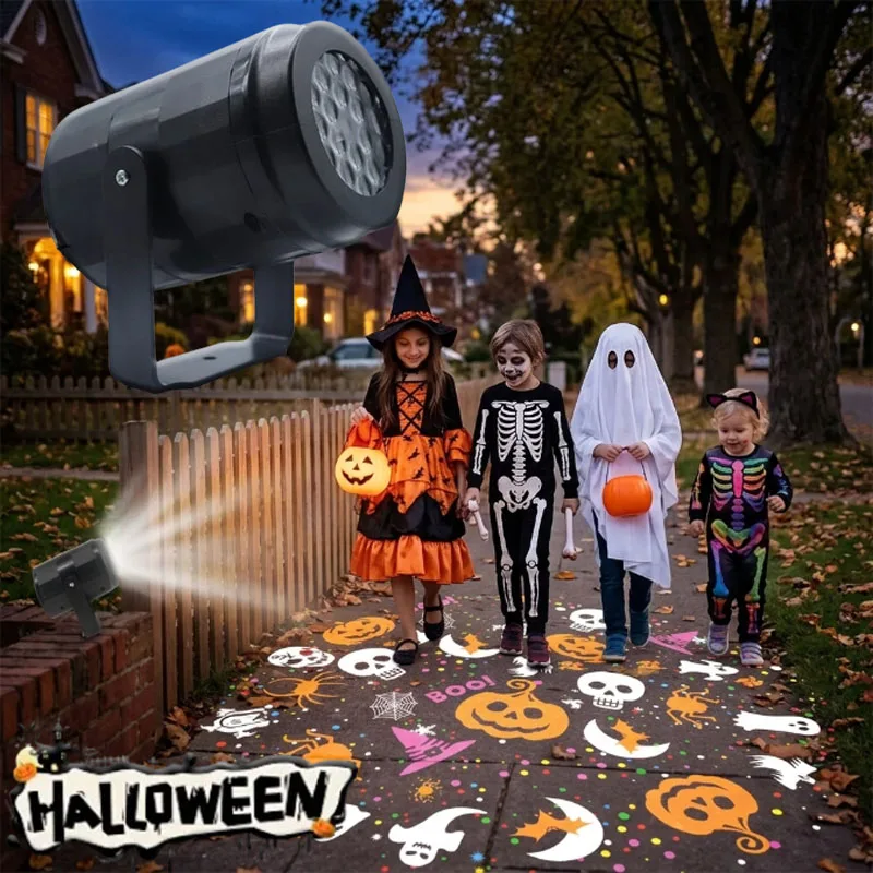 1-4PCS Halloween USB Projector Night Light Dynamic Pumpkin Bat Spider Pattern Adjustable for Living Room Party Decoration