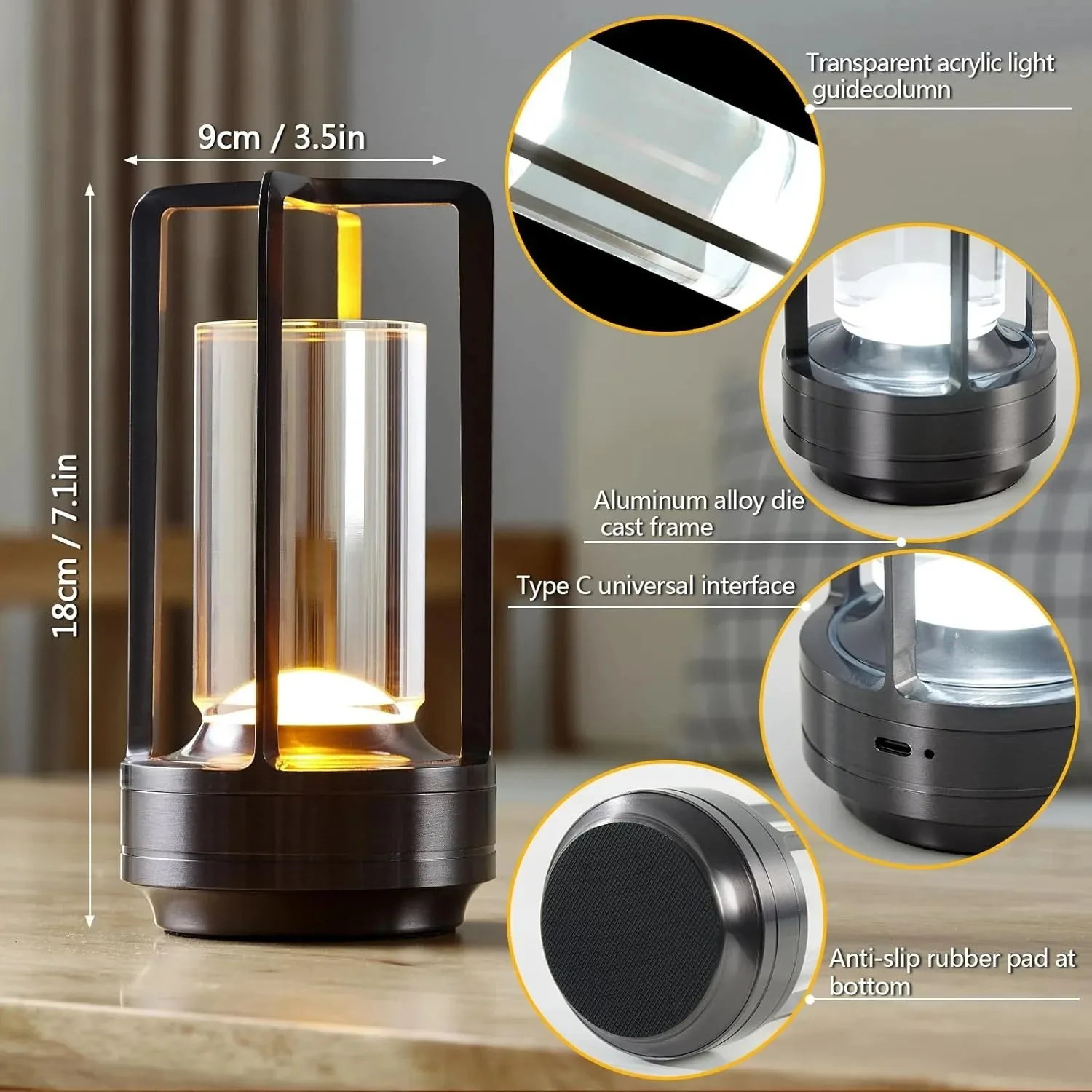 GGbingo Kabellose LED-Tischlampe Stimmungsvolle Schreibtischleuchte Outdoor-Camping-Atmosphärenbeleuchtung Café-Dekoration Nachtlichter – Detail 5