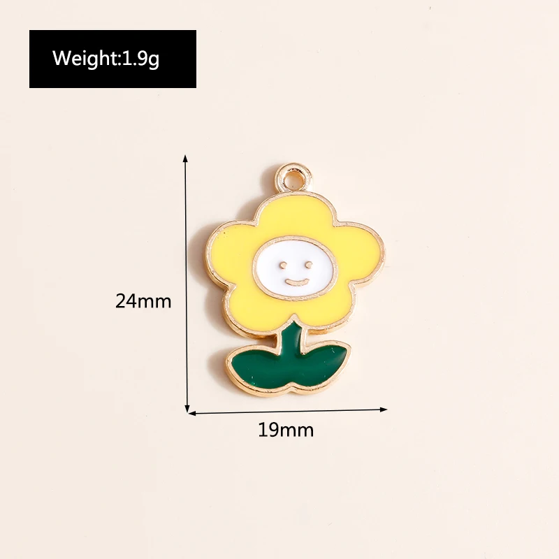 Leslie 10 Stück Emaille-Anhänger in Weiß und Gelb mit Gänseblümchen-Motiv für die Herstellung von Halsketten, Ohrringen, Armbändern, Charms, DIY-Schmuckzubehör – Detail 31