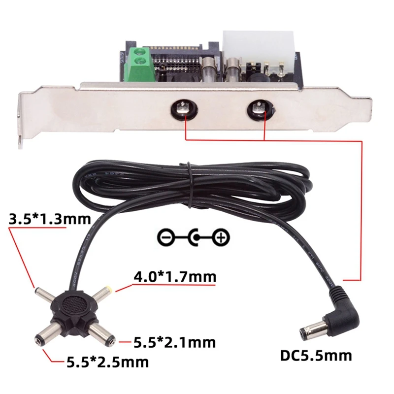 DC5.5Mm 1-To-4 DC 12V 5V Power Card Output Intelligent Control Management System Power System With PCI-E Bracket