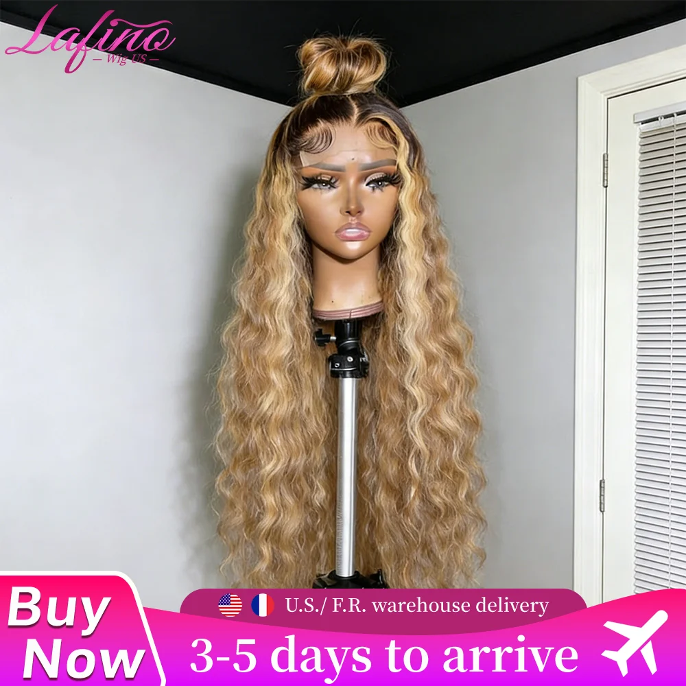 

Lafino Wig P427 Highlight Wig Human Hair Hd Lace Wig 13X6 Human Hair Deep Wave Frontal Wig Curly P1B30 Lace Front Wig Бразильский