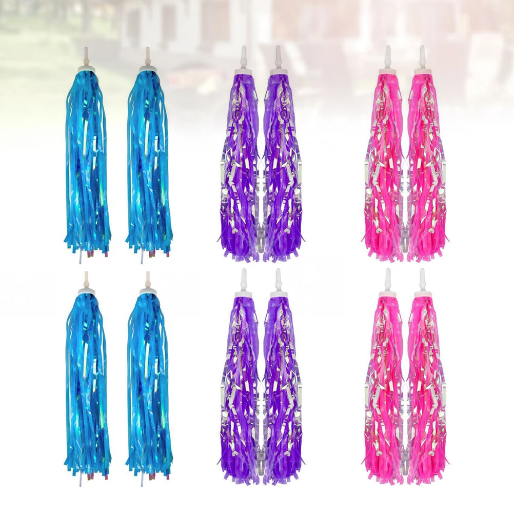 

12pcs Children Bike Handlebar Streamers Tassels Ribbons Easy Install Sparkly Decorations For Kids Scooters Tricycles 2-Wheeler