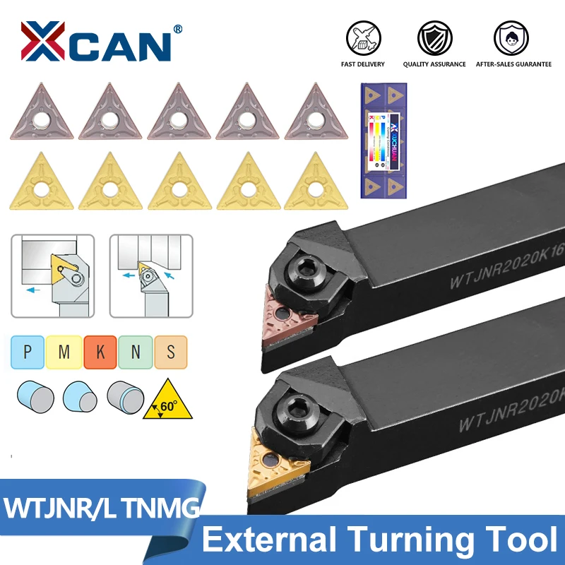 XCAN 10 sztuk TNMG wkładka węglikowa WTJNR/L uchwyt na narzędzia tokarskie WTJNR1616H16 WTJNR2020K16 WTJNL2525M16 CNC zewnętrzne narzędzie tnące