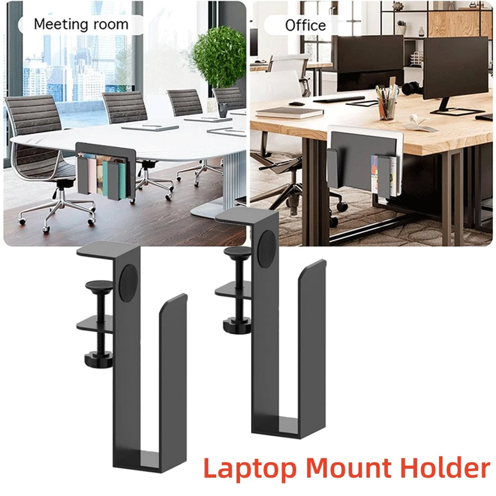 Lot de 2 supports de rangement latéraux pour bureau, support d'ordinateur portable à clipser sous le bureau, étagère de table sans perçage, support de bureau pour ordinateur portable, étagère de rangement de bureau