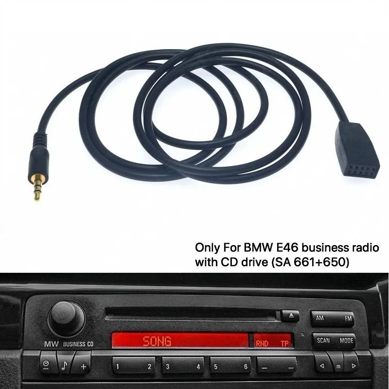 Car AUX Input Cable CD Changer Cable Adapter 3.5mm Male Jack For Updated BMW 3 Series E46 10Pin AUX Adapter Cable For Phone MP3