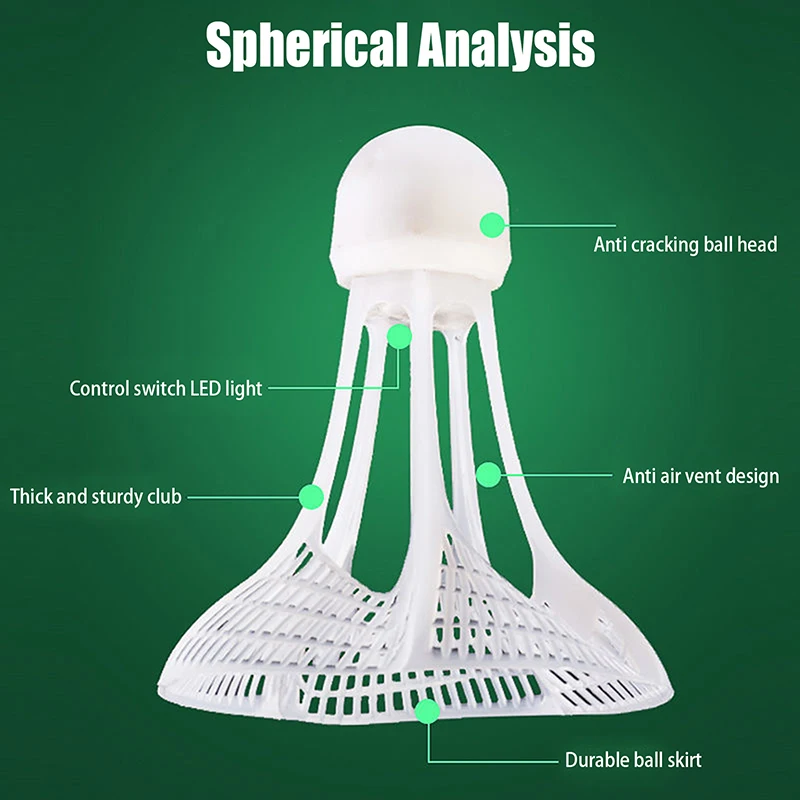 Nylonowe wiatroszczelne akcesoria do badmintona zewnętrznego Świecące akcesoria do badmintona Lotki fluorescencyjne Super odporna piłka do badmintona LED