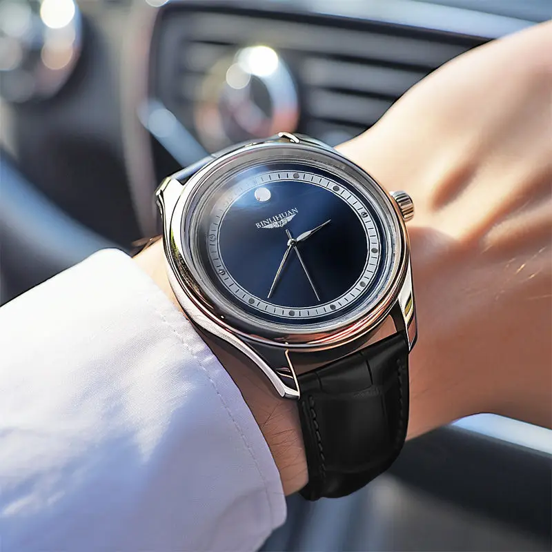 Модные роскошные кожаные часы для мужчин, лучший бренд, круглый кожаный ремешок, кварцевые часы с циферблатом из нержавеющей стали, повседневные часы Montre