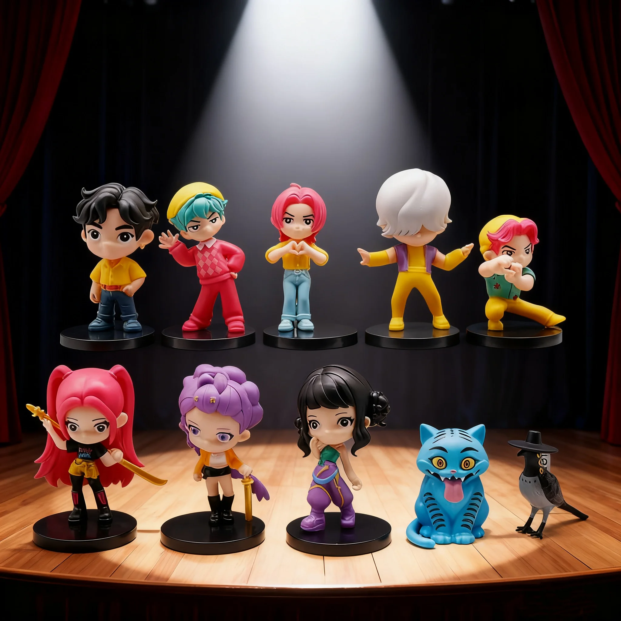 10개/세트 K-pop 데몬 헌터즈 애니메이션 피규어 장난감 Q 버전 더피스 타이거 루미 미라 조이 수시 피규어 인형 팬 크리스마스 선물