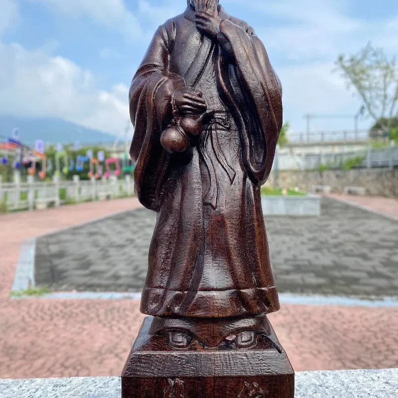 Hand-Carved Agarwood Huatuo Statue - 10.6