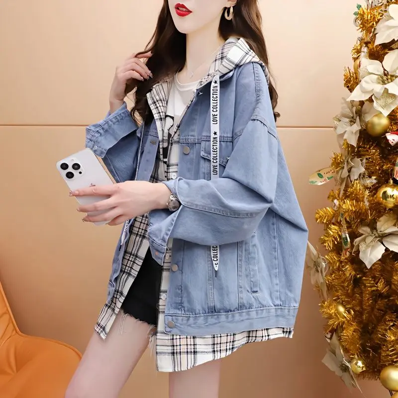 Patchwork Solid Jackets Long Sleeve Buttons Lacing Drawstring Trend Simplicity Fashion Loose Casual Streetwear Women Clothing