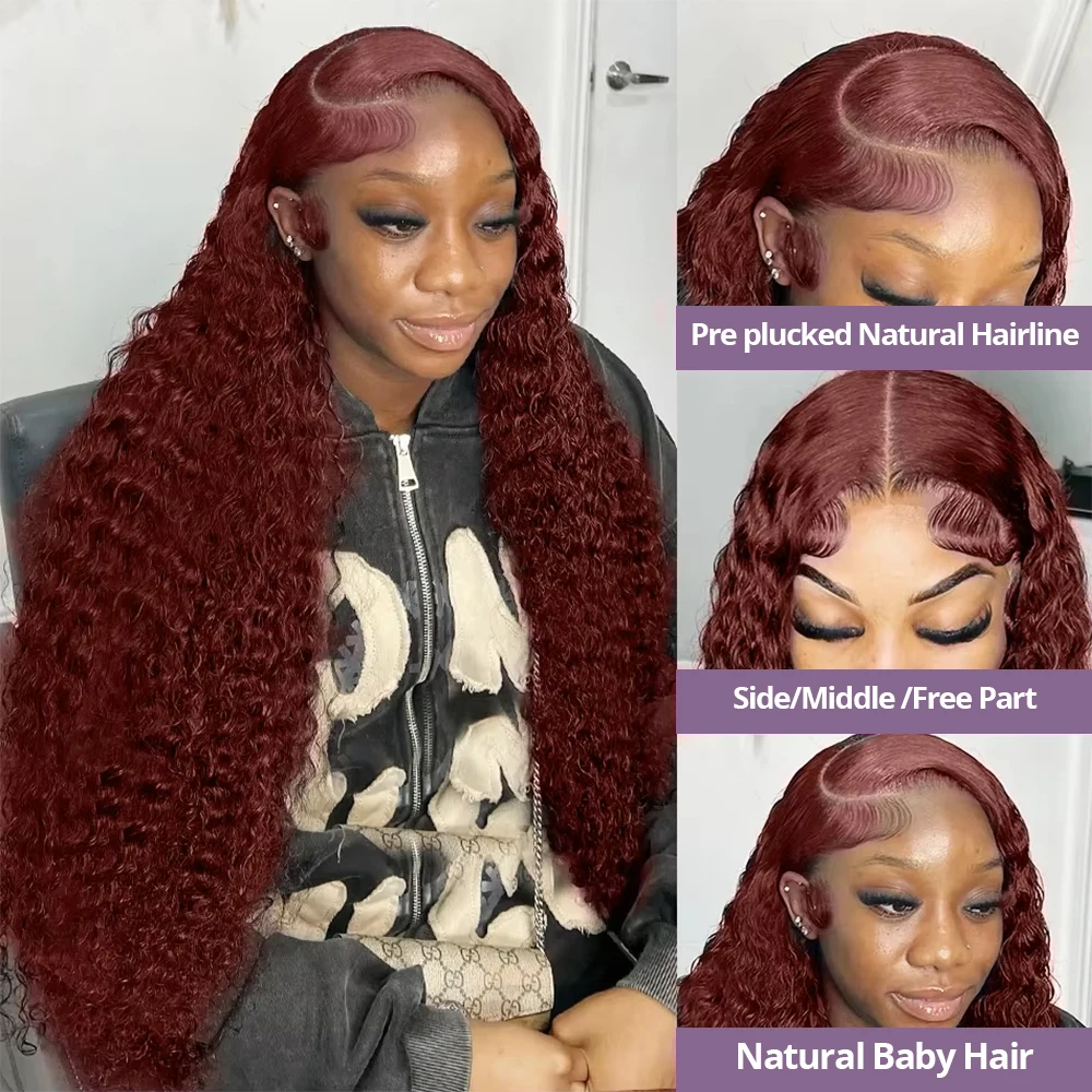 220% Deep Wave Glueless Wig 13x4 Human Hair Ready To Wear Curly Reddish Brown 7x5 Lace Frontal Wigs Preplucked For Women Pre Cut