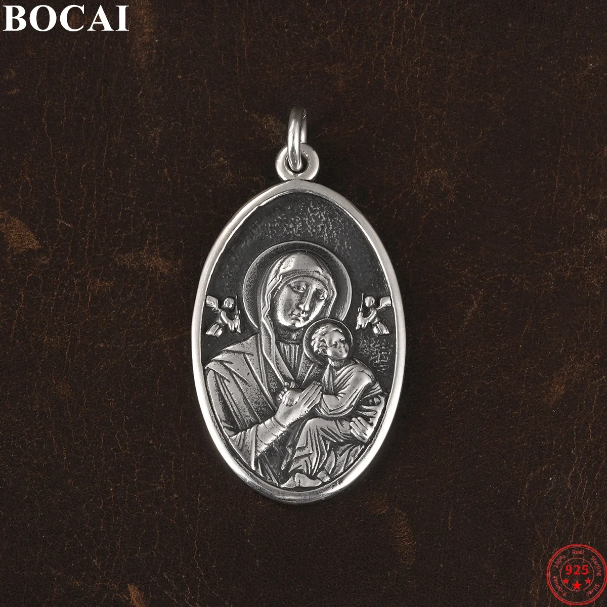 

Подвески BOCAI из стерлингового серебра 925 пробы для женщин и мужчин, рельефный амулет Девы Марии, очаровательные модные ювелирные изделия, оптовая продажа