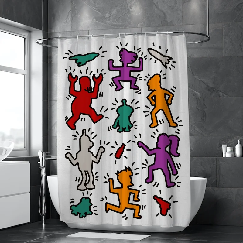 Keith Harings Bathroom Curtain for Shower Curtains for Bathroom Accessories Bath Bedrooms Waterproof the Home Fabric Shade