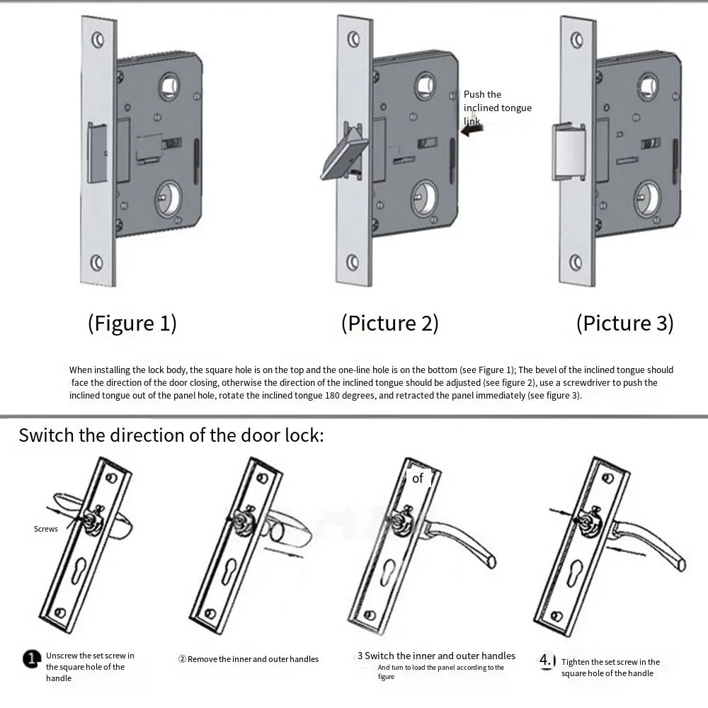 European Style Door Handle Locks Set Anti-theft Easy Install Security Lock Vintage with 3pcs Keys Interior Door Knobs Home