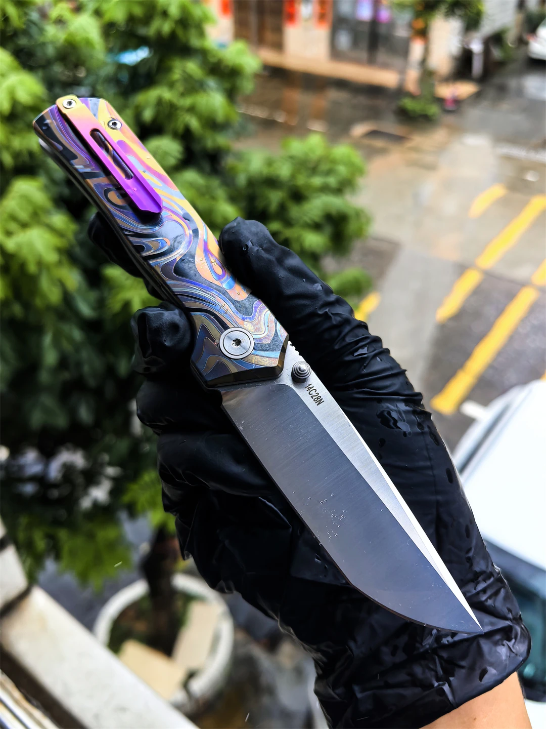 QK Original 14C28N Steel Folding Knife Titanium Alloy Handle Outdoor Camping Fishing Hunting Hiking EDC Defense Tool