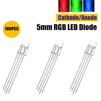 100PCS Light Emitting Diode 5mm RGB LED Common Cathode/Anode Tri-Color Diodes Transparent 5MM F5 Highlight for Arduino