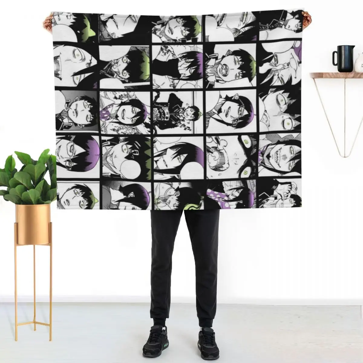 

Blue Exorcist Mephisto Amaimon Manga Panels Throw Blanket Lightweight Warm Blanket for Travel Camping