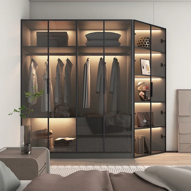 Glass Door Top Wardrobe Simple Modern One-Door Top Wardrobe Home Bedroom Component Wardrobe