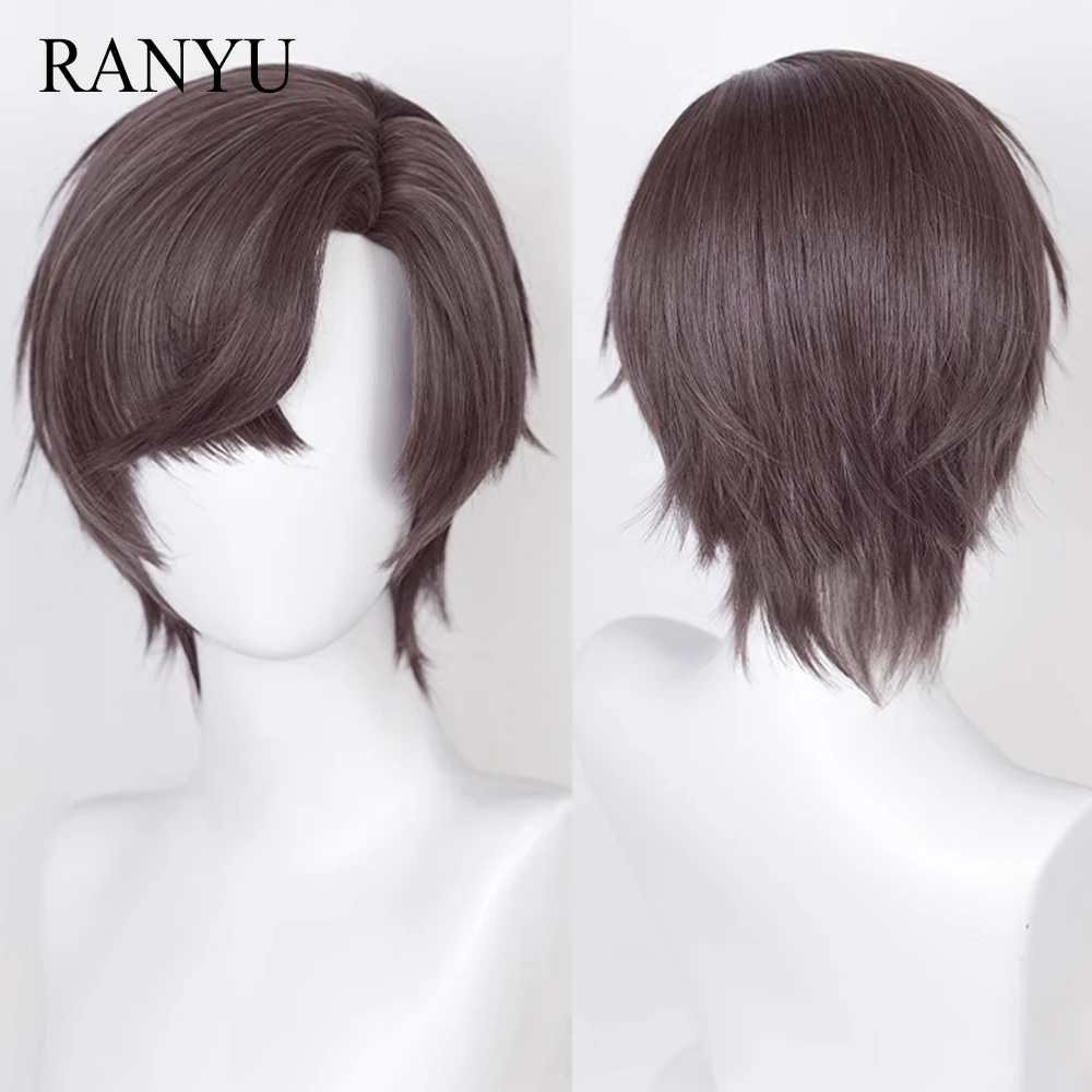 

Short Straight Synthetic Brown Men Wig Anime Game Cosplay Fluffy Heat Resistant Wig for Daily Party