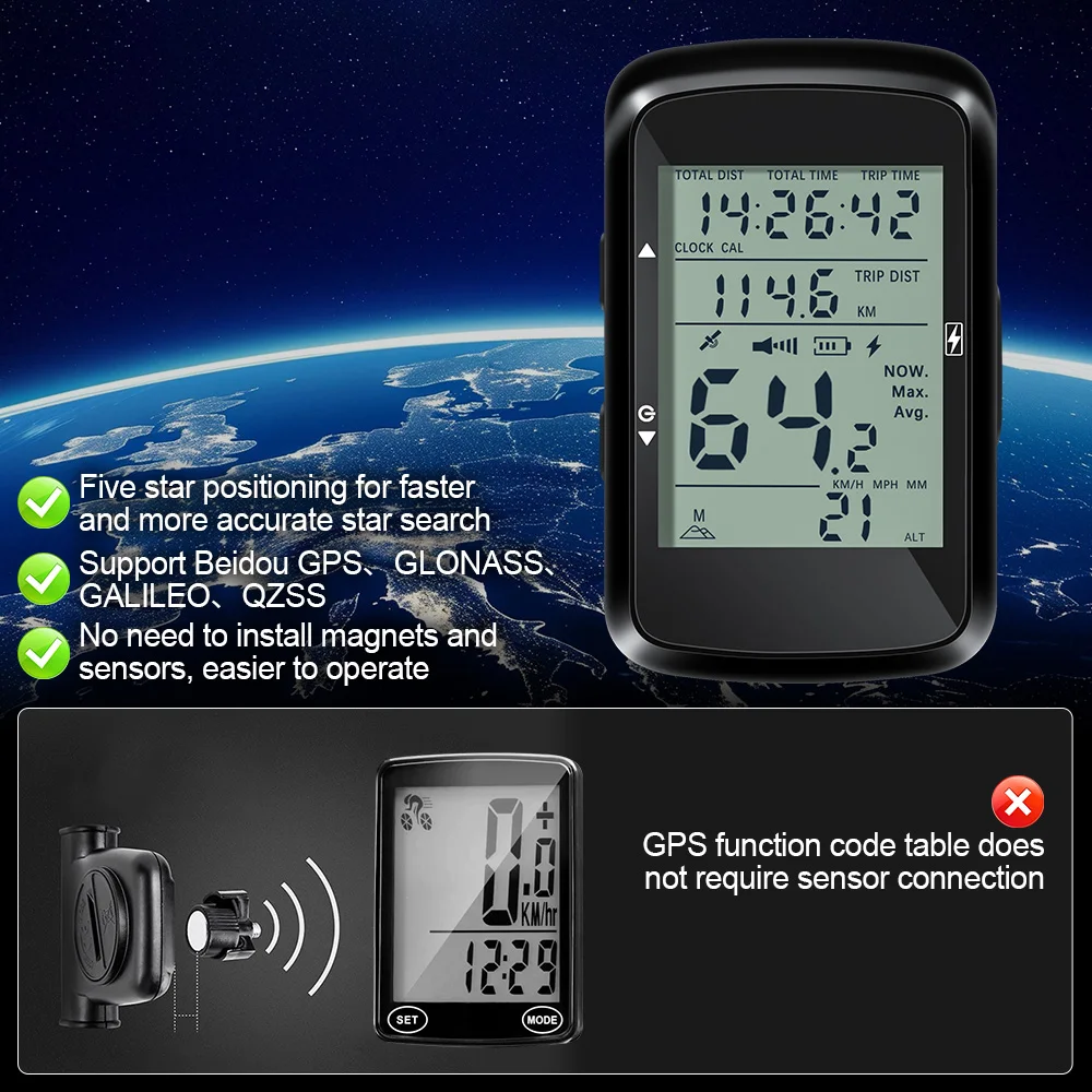 NEWBOLER GPS دراجة الكمبيوتر اللاسلكية مقاوم للماء الدراجات عداد السرعة دراجة الكمبيوتر الطريق الدراجة الجبلية الدراجة الملحقات