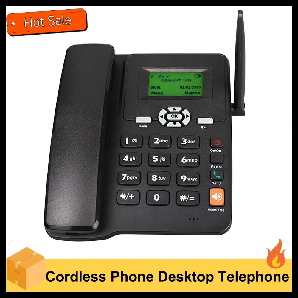 Cordless Phone Desktop Telephone Support GSM 850/900/1800/1900MHZ Dual SIM Card 2G Fixed Wireless Phone with Antenna