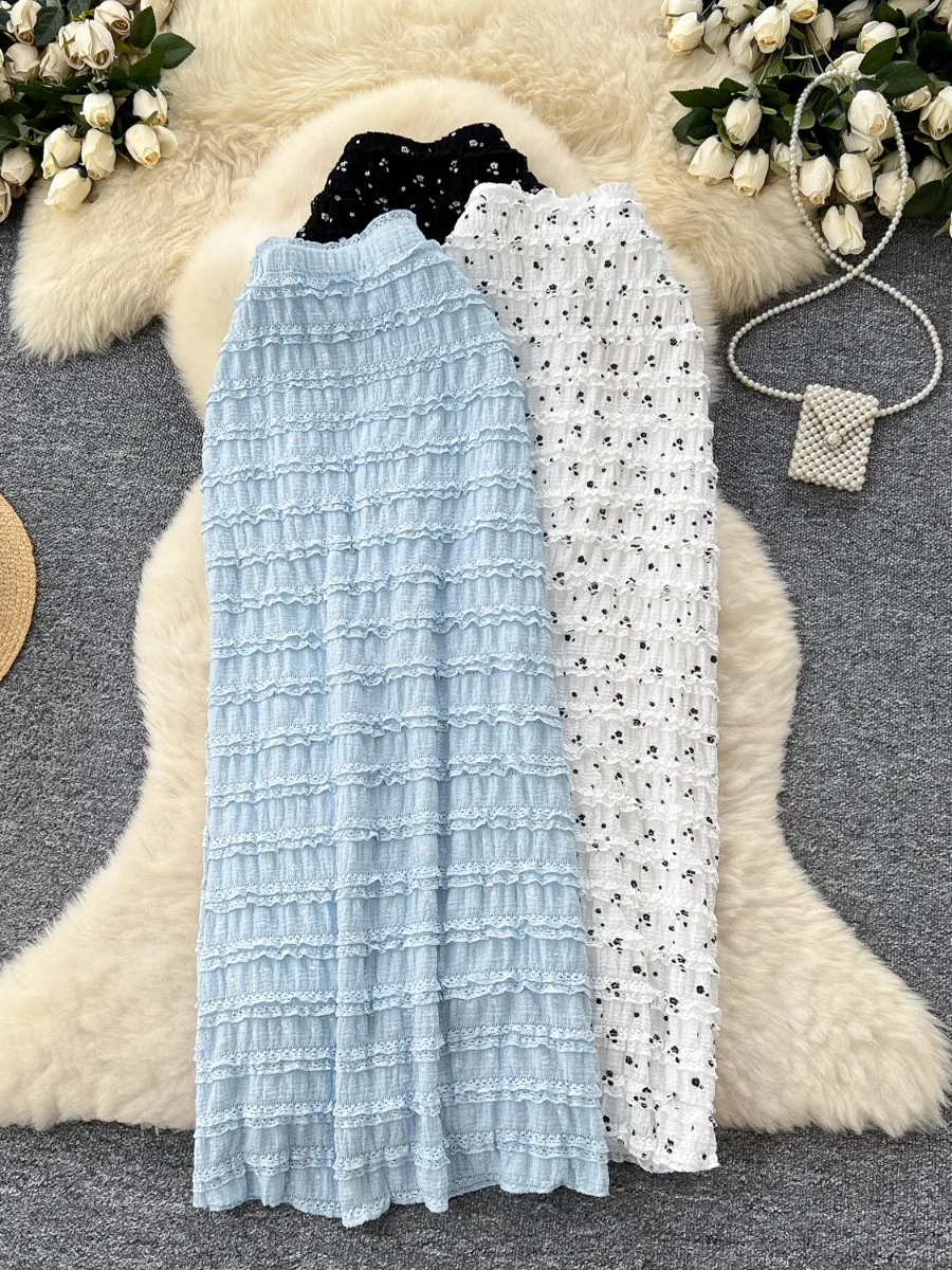

Foamlina Elegant High Waist Slim Fit Bodycon Midi Skirt Women Summer Light Mature High Quality Lace Trim Pencil Skirt Trendy