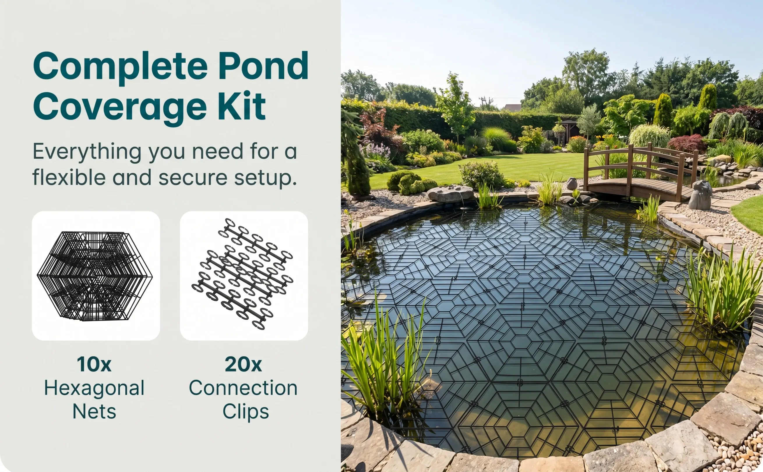 10Pcs 6-Point Fish Pond Net Premium Nylon Protective Guard Mesh Uv-Resistant Bird Deterrent for Garden Koi Water Features Ponds