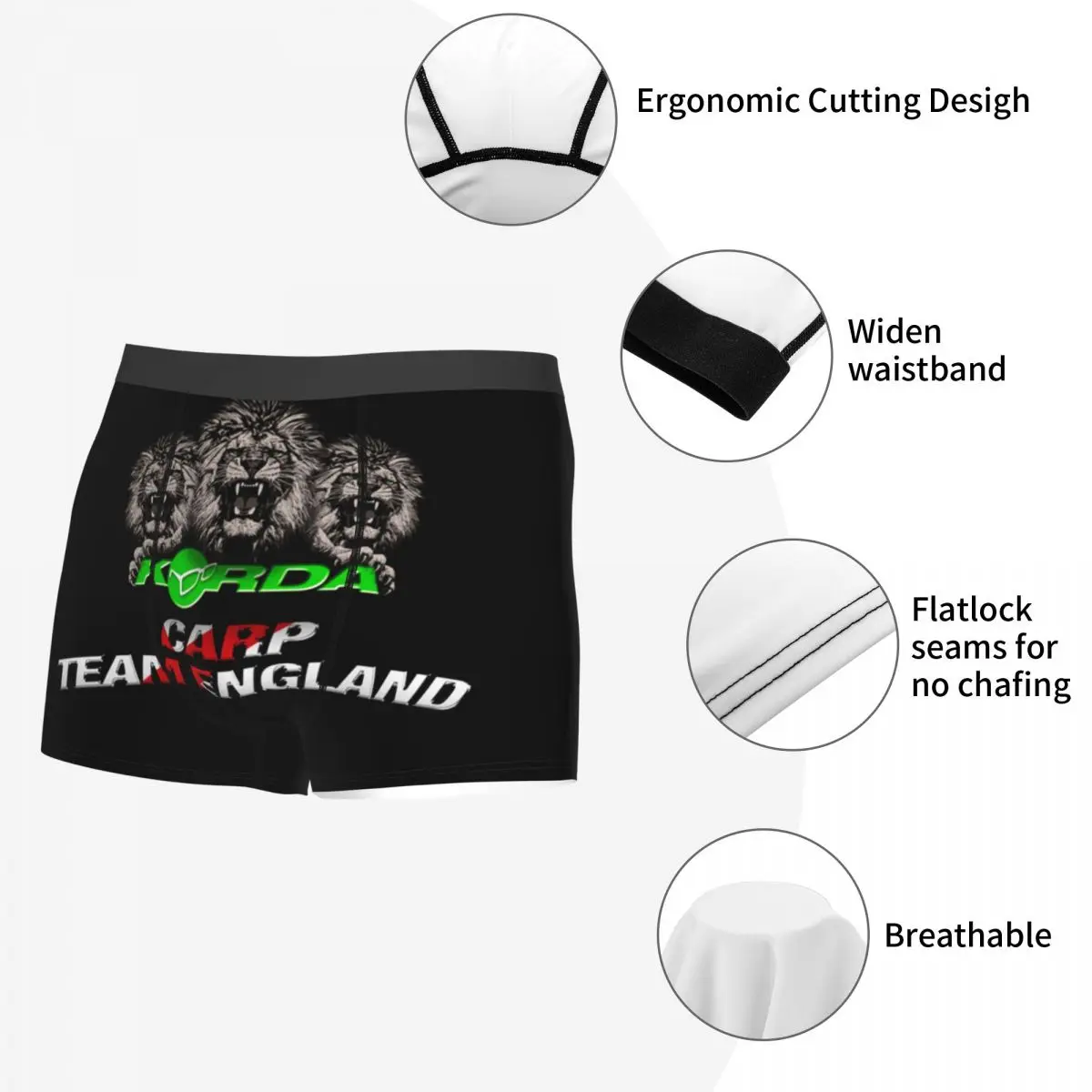 Korda-Boxer avec logo de pêche imprimé en 3D pour homme, caleçon doux, caleçon poisson carpe, cadeau de sous-vêtement, culotte