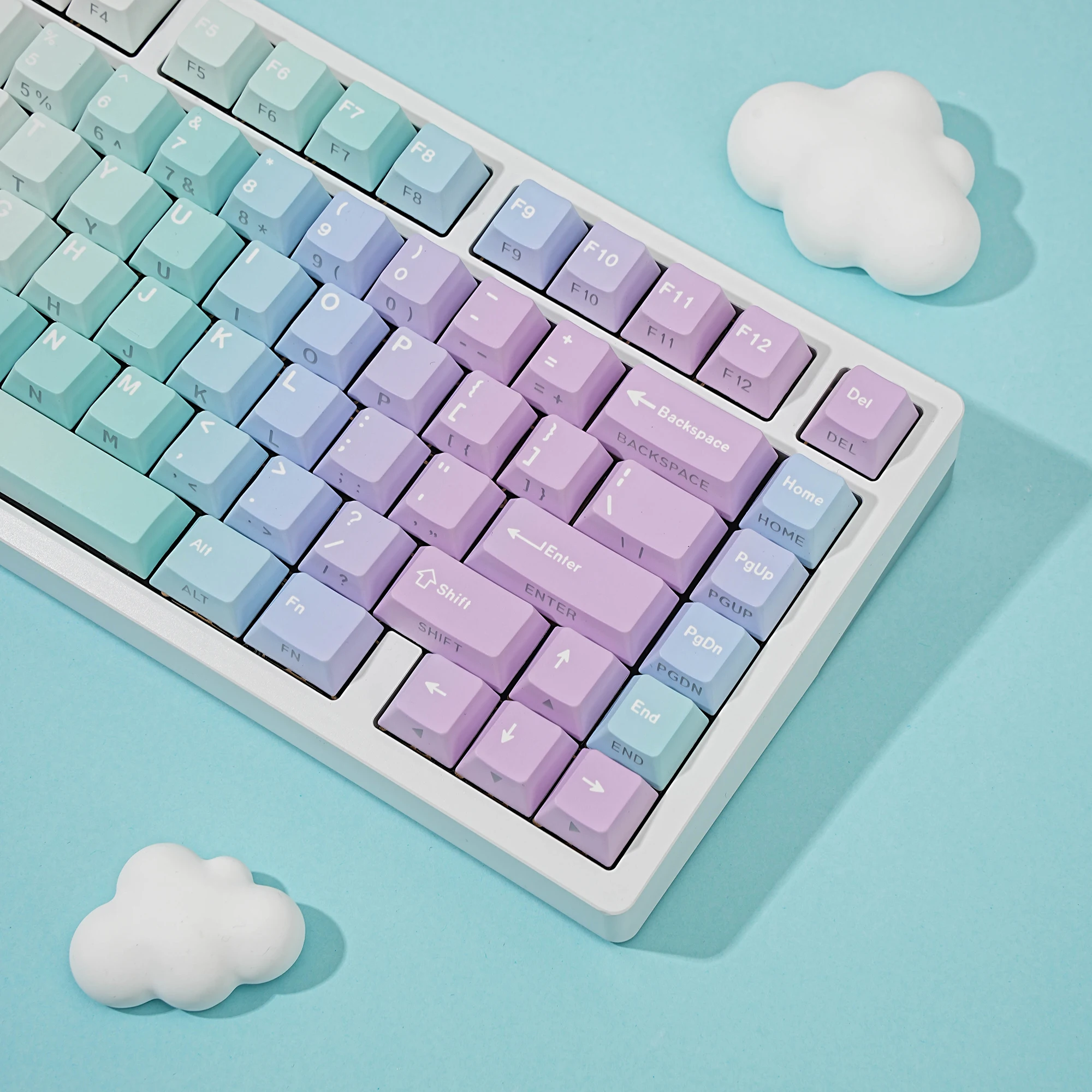 

Y2K Ретро модные градиентные колпачки для клавиш PBT Cherry Корейский французский немецкий русский для Mx Switch Механическая клавиатура Розовый Фиолетовый