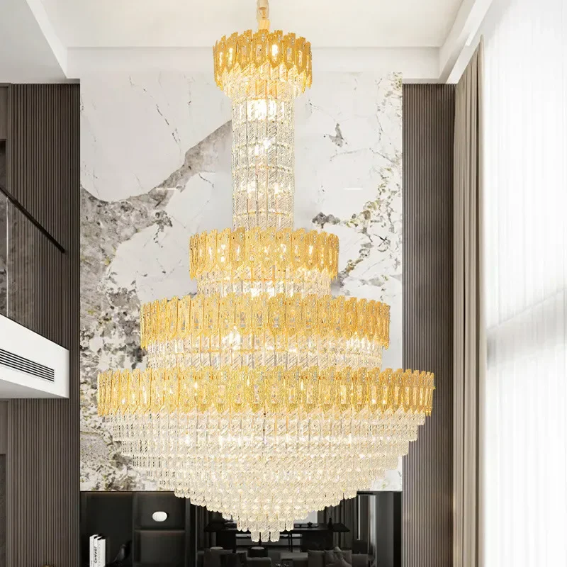 for Duplex Building Chandelier Luxury Villa Living Room Empty Building Middle Floor Lobby Light Luxury Crystal Chandelier for