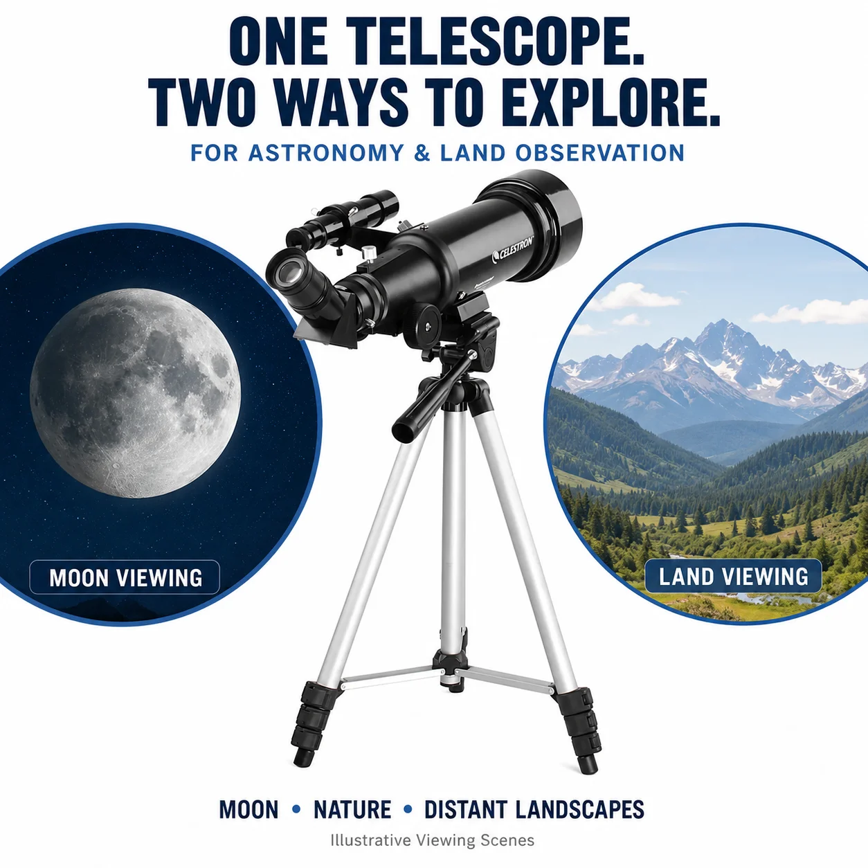 Celestron Travel Scope 70 70mm 400mm Refractor Telescope with Tripod Carrying Bag for Moon Bird Watching Beginner Astronomy
