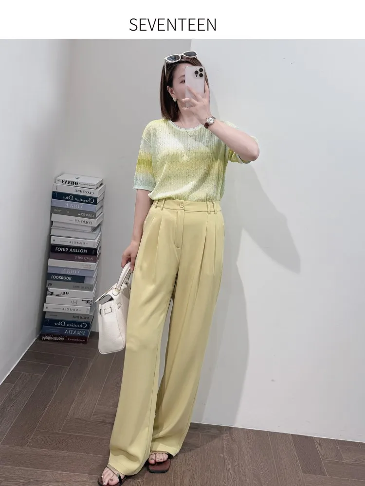 

Stunning Color Ultra Soft Natural Linen Heavyweight Breathable Slimming Short Sleeve Knitted Sweater for Women Summer 2025