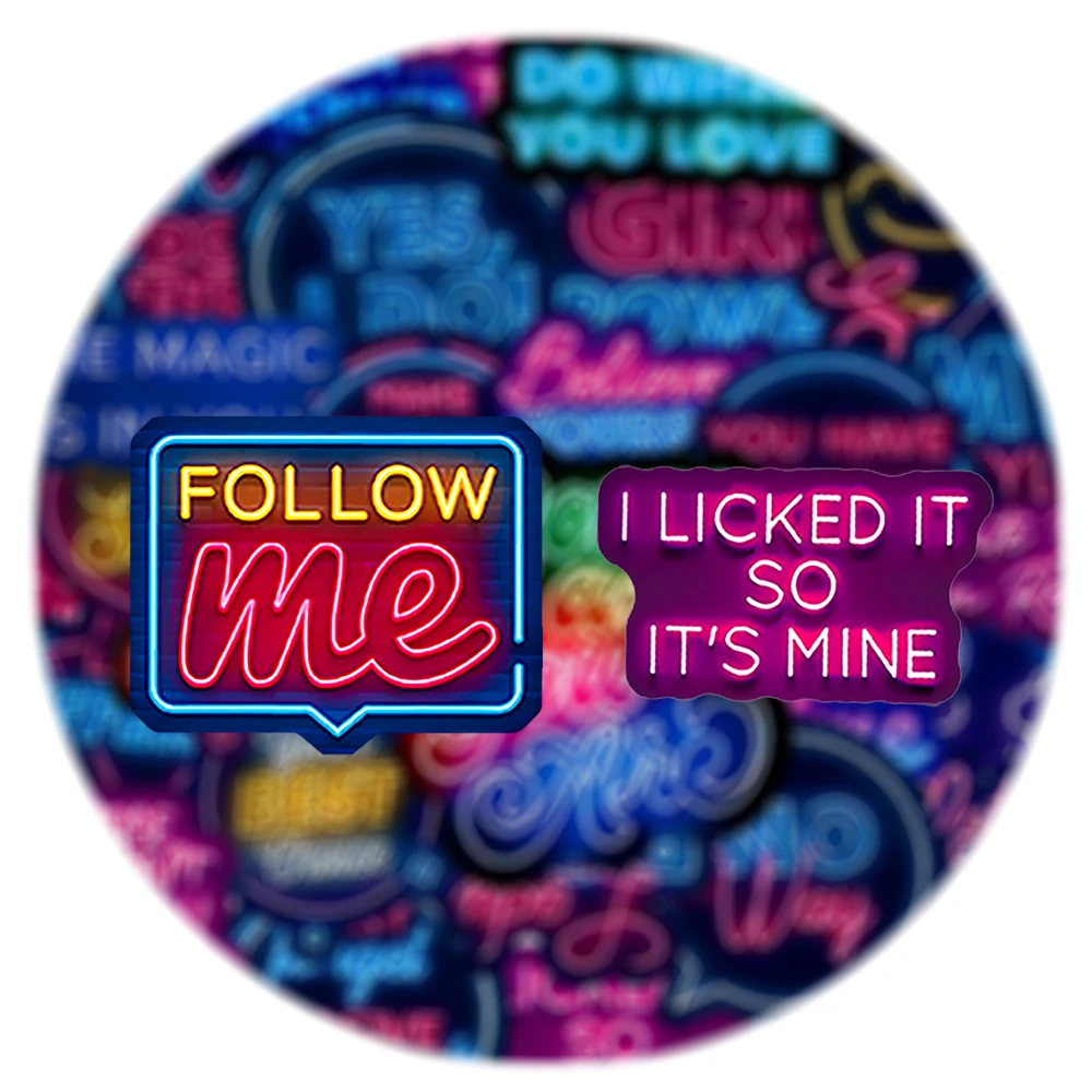 

10/30/50pcs Funny Neon Inspirational Text Stickers Cartoon Motivational Phrase Sticker Water Bottle Phone Luggage Decals Packing
